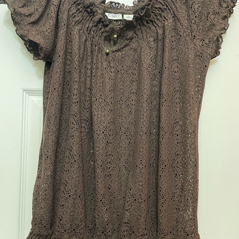 Cato Chocolate Crochet Blouse